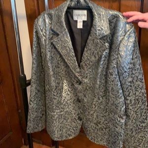 Retired and now a grandma!! Gently used silver metallic embossed jacket  Chico’s